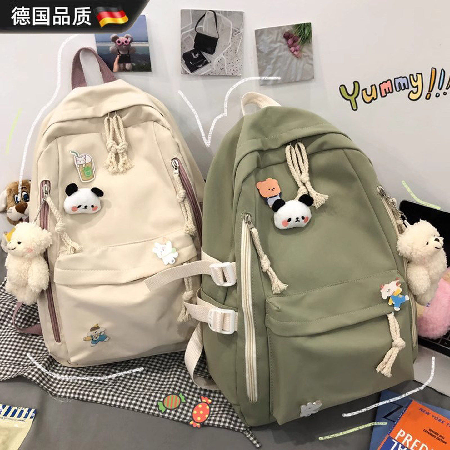 德国书包女原宿2025年新款初高中大学生背包大容量简约可爱双肩包