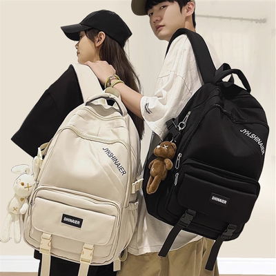 CaringKleing书包女大学生大容量男生纯色高中学生初中生多层背包