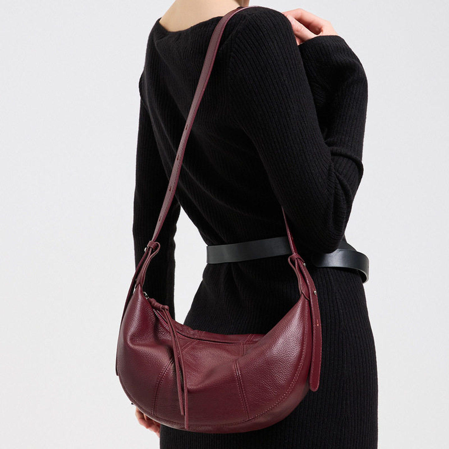 CaringKleing真皮牛角包大容量新款小众单肩腋下斜挎包通勤饺子包