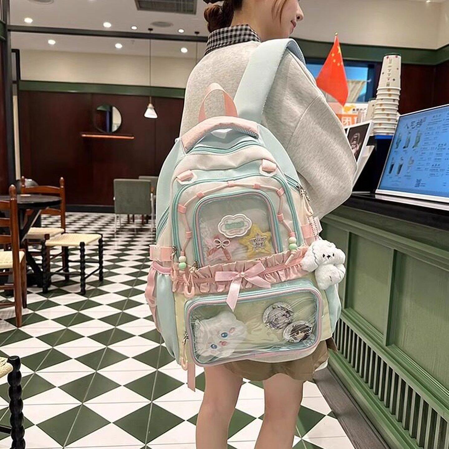 法国Cherrie Kins日系双肩包女生初中生高中生痛包高颜值可爱书包