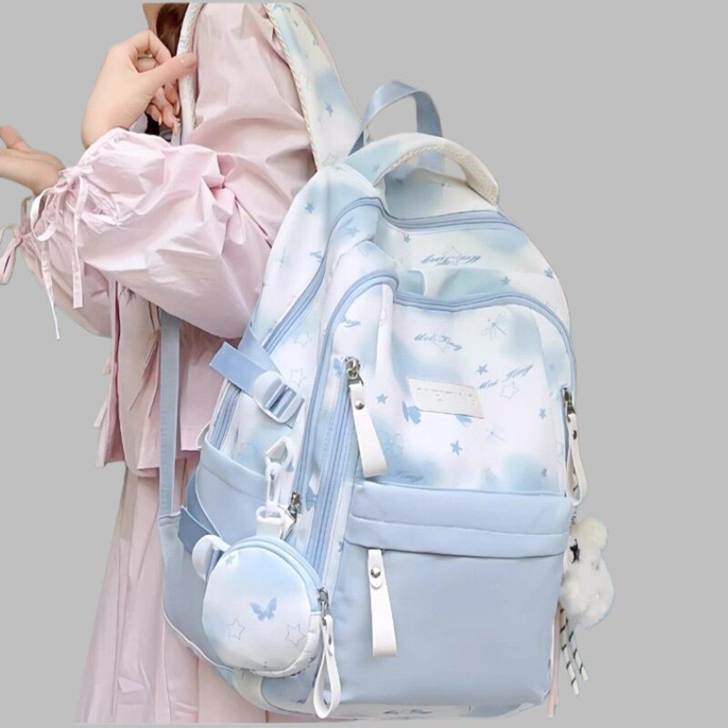 法国ZAMP学生书包蓝色大容量背包女初高中生高颜值减负护脊双肩包