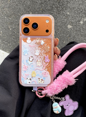 【李佳琦直播间】研派雪花流沙适用苹果17Promax手机壳iPhone6pro挂绳15原创14高级感13女12华为mate60pro/70