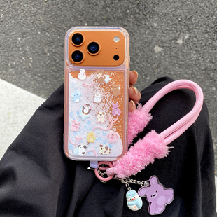 研派雪花流沙适用苹果17Promax手机壳iPhone6pro挂绳15原创14高级感13女12华为mate60pro 李佳琦直播间