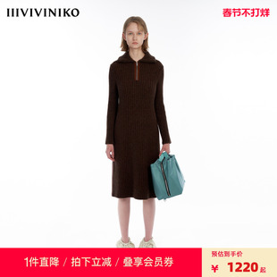IIIVIVINIKO“羊绒绵羊毛混纺”美拉德针织连衣裙女M341137649D