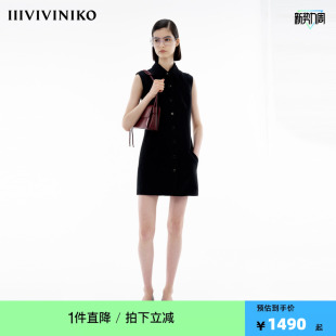 丝毛双面缎 简约无袖 IIIVIVINIKO春季 经典 小黑连衣裙女 新款