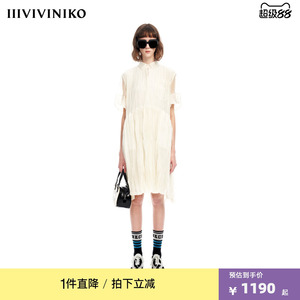 IIIVIVINIKO2023夏新品压褶连身裙女M320647177D