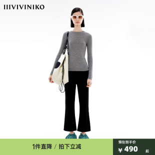 明星同款IIIVIVINIKO“纯羊毛”半高领毛衣套头内搭针织打底衫女