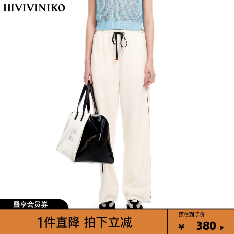 IIIVIVINIKO2023夏新品直身阔腿及地慢跑裤子女M320829363D