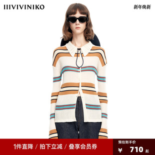 PLUS小众设计拼接POLO开衫 VVNK JANE