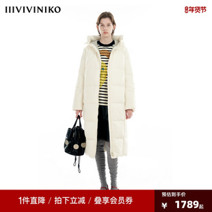 IIIVIVINIKO“大鹅棉感羽绒”连帽直身长羽绒服女M349116038F