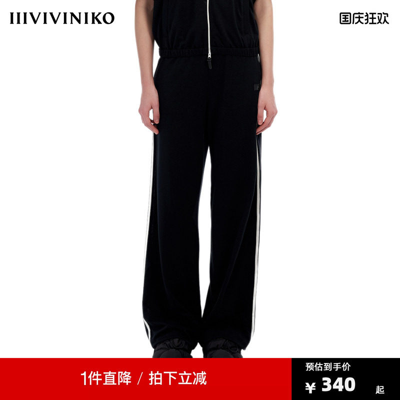 IIIVIVINIKO“干爽纱线纺织”运动感松紧腰阔脚裤子女M334801359A图片