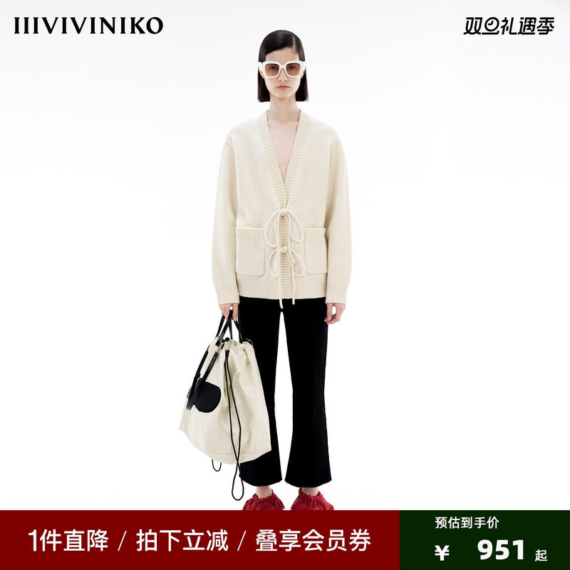 IIIVIVINIKO「JEN UMAN合作系列」百搭V领针织开衫女R340244677D