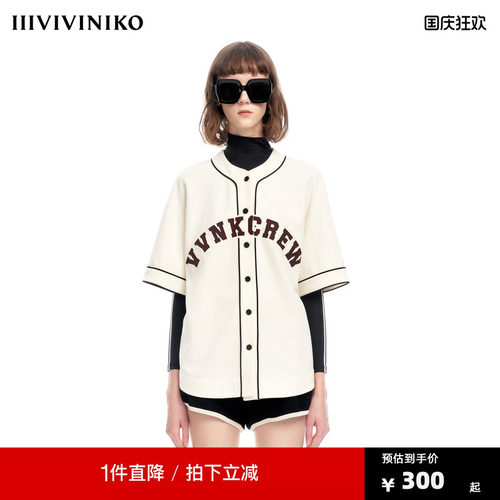 IIIVIVINIKO2023夏新品短袖棒球夹克女M322035363D