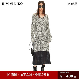 PLUS2022春新款 JANE VVNK 佩斯利提花针织连衣裙 小众设计