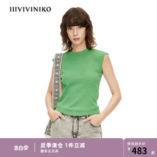 小圆领包肩袖 IIIVIVINIKO春夏新品 针织背心女M221231626E