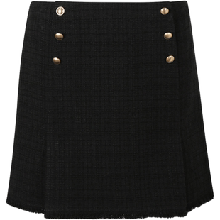 【早春新品】IIIVIVINIKO薇薏蔻时髦小香风粗花呢毛边百褶短裙