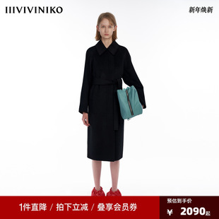 IIIVIVINIKO 双面呢长毛呢大衣外套女M349026113D 羊毛羊绒混纺