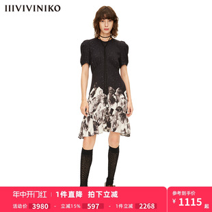 复古星空人物印花连衣裙女M220648125E IIIVIVINIKO春夏新品