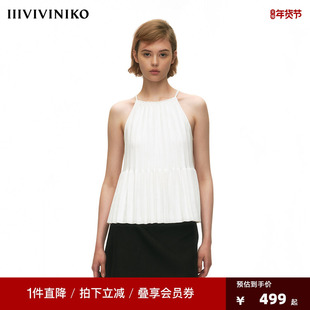 NO DIRECTION+【重工针织风琴褶】摩登复古针织褶皱吊带背心