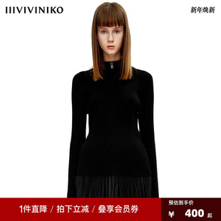 小众设计 PLUS 2022秋季 新款 VVNK 小爬领羊毛针织套头衫 JANE