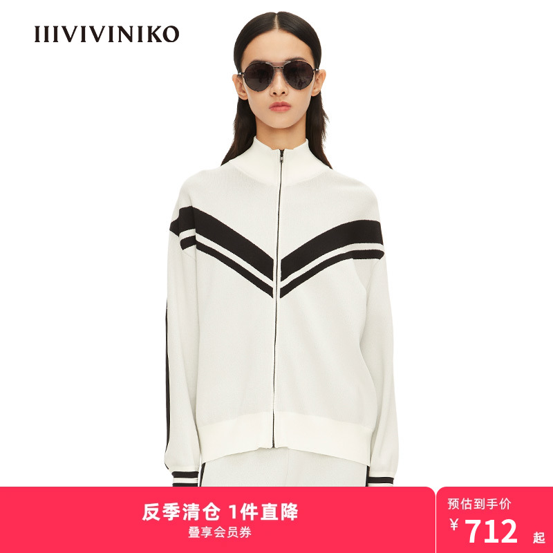 IIIVIVINIKO春夏新品运动感立领针织短外套女M213725603C