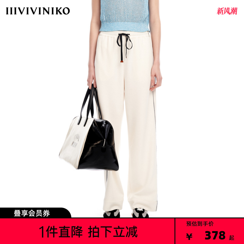 IIIVIVINIKO2023夏新品直身阔腿及地慢跑裤子女M320829363D