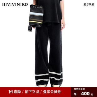 PLUS小众设计斜纹复古黑色牛仔阔腿裤 VVNK JANE