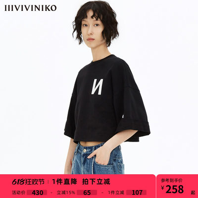 【小众设计】VVNK JANE PLUS秋季新款黑色短袖字母印花T恤
