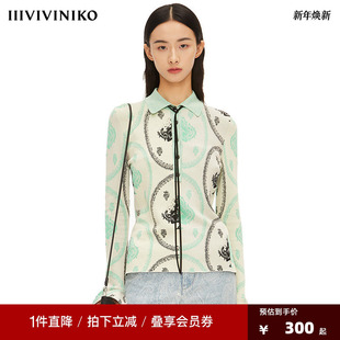 小众设计 POLO领喇叭袖 VVNK PLUS2022春新款 针织上衣 JANE