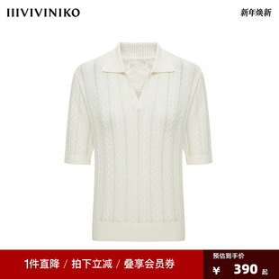 IIIVIVINIKO2025春夏新款 POLO领针织T恤 短袖