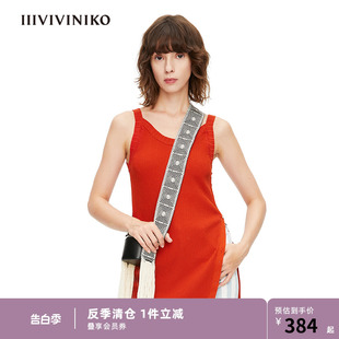 IIIVIVINIKO春夏新品 细罗纹宽吊带针织背心女M221227635C