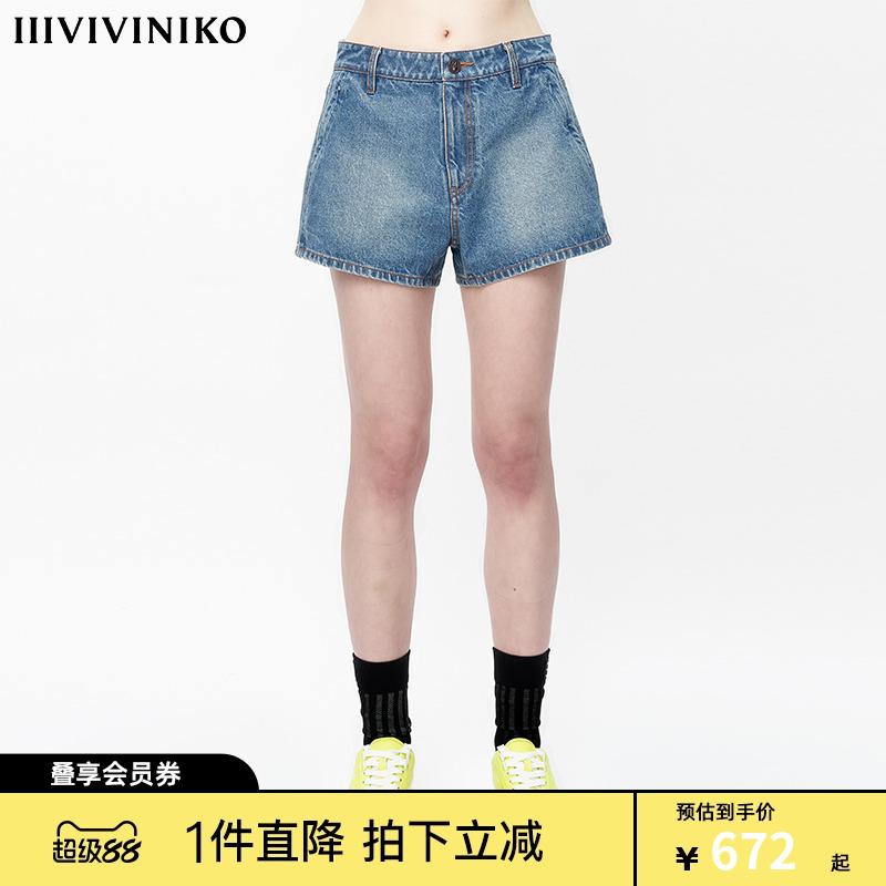 【设计师款】秋冬新品“全棉斜纹牛仔”牛仔短裤子女J331851219B