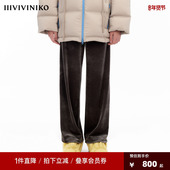 重磅弹力丝绒阔腿裤 IIIVIVINIKO 进口三醋酸 子女M340813352D