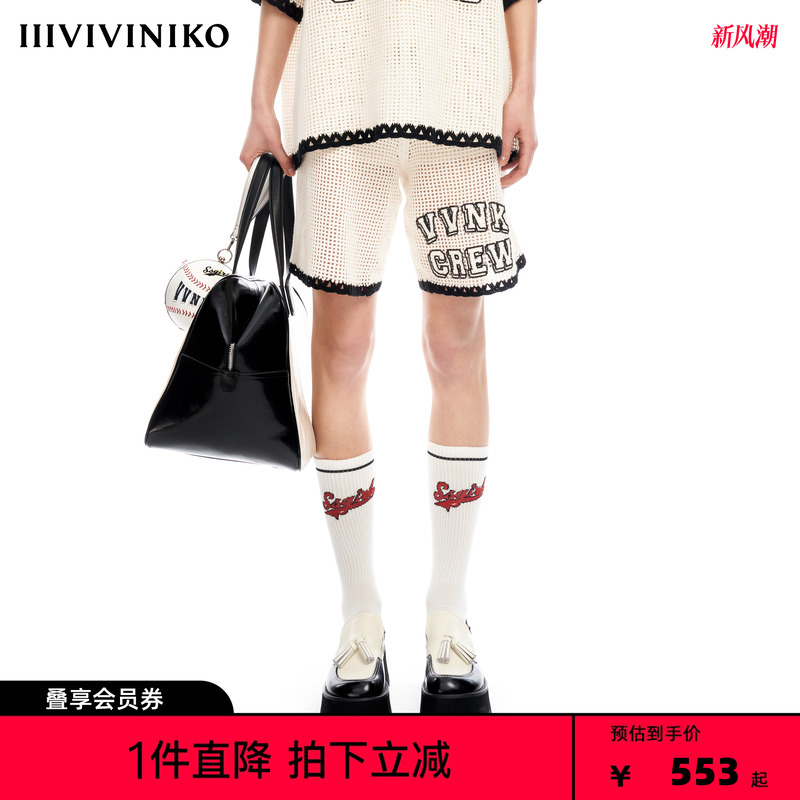 IIIVIVINIKO2023夏新品钩针宽松运动短裤子女M323817626E