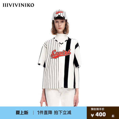 IIIVIVINIKOxSSG联名合作系列拼接棒球T恤女C322032314C