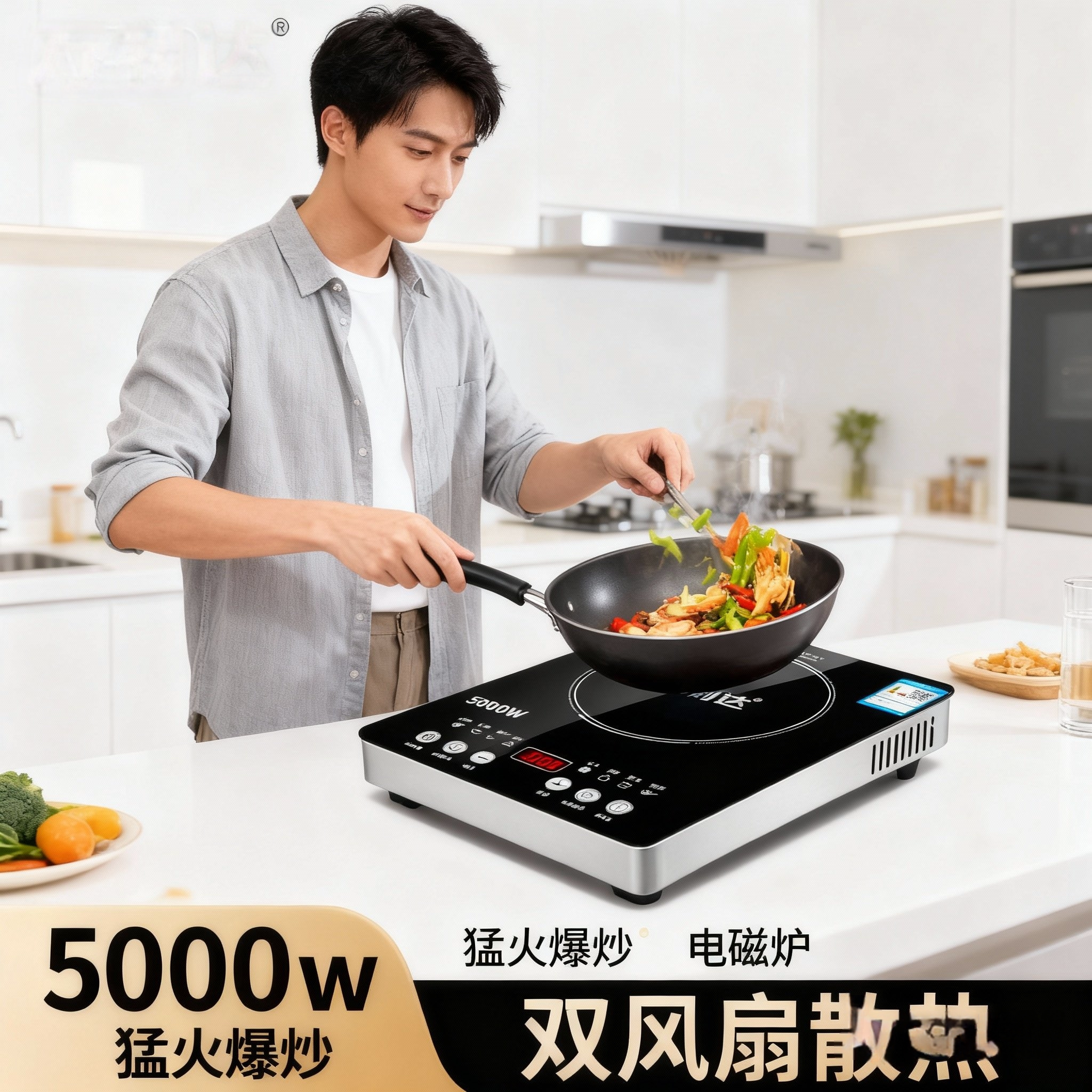万利达电磁炉家用商用5000W大功率多功能火锅饭店炒菜炉双核正品