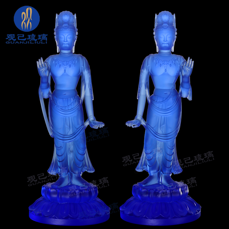 观己琉璃摆件药师佛日光月光菩萨
