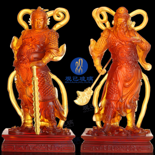 观己琉璃伽蓝韦陀关公财神摆件居家佛堂桌面摆放关云长关二爷财神