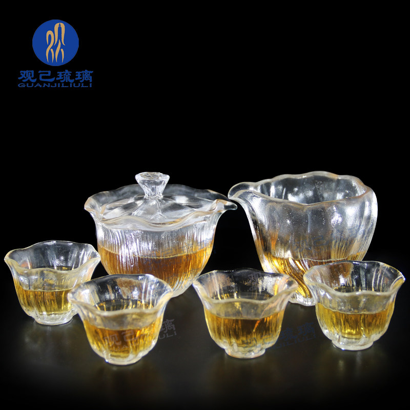 琉璃荷叶茶具套装家用轻奢高档功夫泡茶杯高端盖碗办公室送礼盒装,家居饰品,装饰摆件,淘宝优惠券,粉丝福利购,淘宝优惠卷