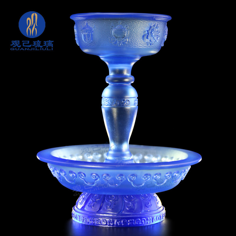 琉璃护法杯八吉祥的法器藏式供杯供佛修禅摆件家居供奉中式供台