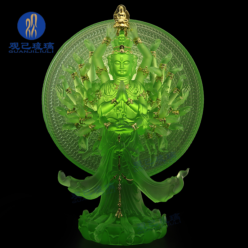 观己琉璃佛堂千手千眼观音摆件