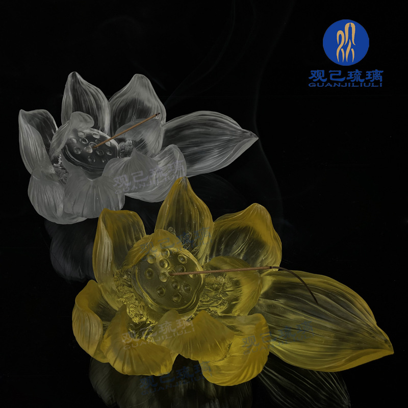 居家桌面莲花香插观己琉璃