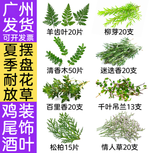 夏季 饰叶子蛋糕烘焙咖啡酒店西餐网红摆盘花草 酒吧鸡尾酒冷饮装