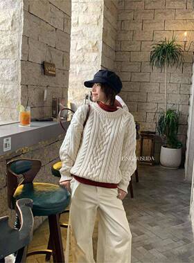 度打 秋冬ns衫DZ323同款2八零奶i家休苏闲麻花长宽袖针织松DZ2323