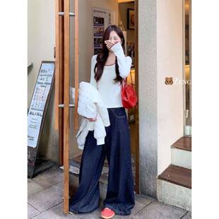 曾打小咸 韩撞色彩点长袖针J系织恤女ZQ早t秋CLS季修身内底搭单衫