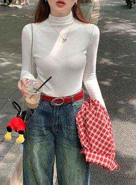 春打半高领底OAX内搭秋冬袖IKM上衣女202身长5新款衫爆款修正肩T