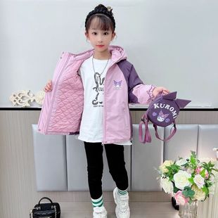 小女孩防风上衣 2025新款 女童冲锋衣外套秋冬款 夹棉加厚儿童冬装