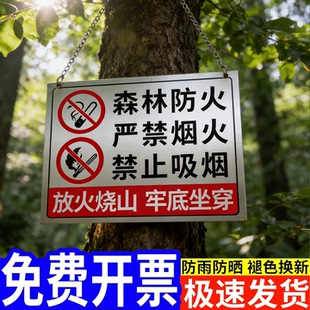 森林防火警示牌林区山林防火标志牌禁止吸烟严禁烟火明火警告牌标识牌冬季冬天户外室外不锈钢插地牌子不褪色