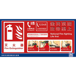 深圳消防标识标牌深圳市新版消防栓贴纸消火栓防火门标识贴灭火器使用方法标识牌手动报警按钮位置新指示牌