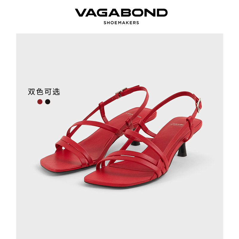 Vagabond露趾猫跟绑带凉鞋高跟鞋